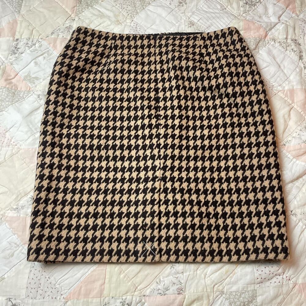 talbots fall brown and tan houndstooth wool pencil skirt size 10 nwt - Picture 6 of 8